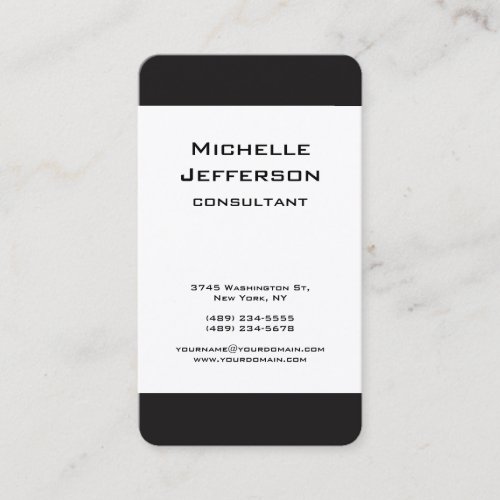 Black  White Modern Minimalist Professional Business Card