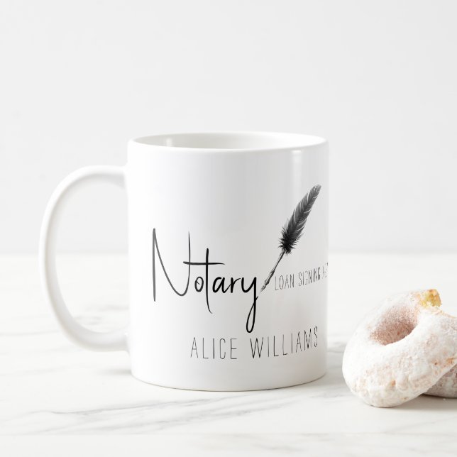 Black & White Modern Minimalist Simple Notary Coffee Mug (With Donut)