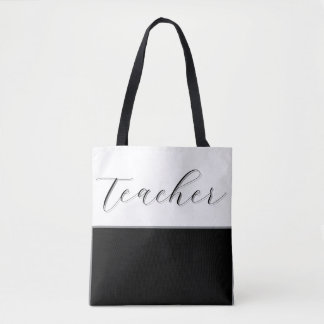 Black & White Modern Minimalist Teacher Tote Bag