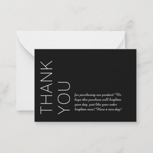Black  White Modern Minimalist Thank You Note Card