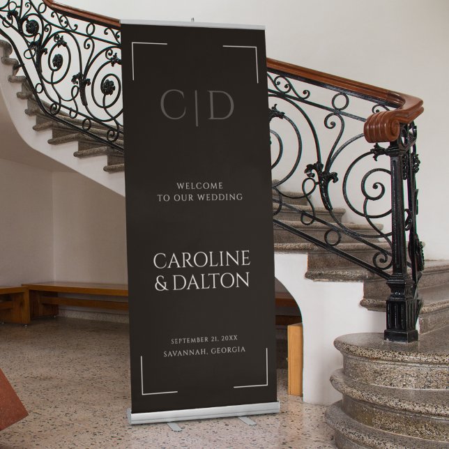Black & White Modern Minimalist Wedding Welcome Retractable Banner (Creator Uploaded)