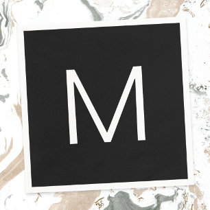 Black & White Modern Minimalistic Letter Napkins