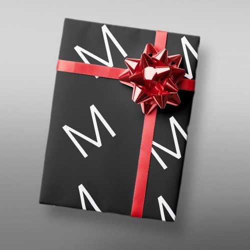 Black  White Modern Minimalistic Letter Wrapping Paper