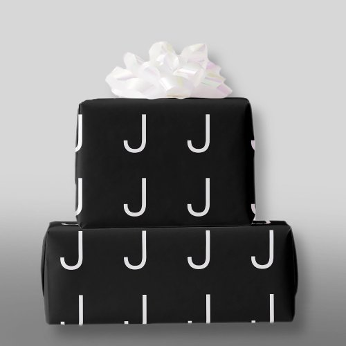 Black  White Modern Minimalistic Letter Wrapping Paper