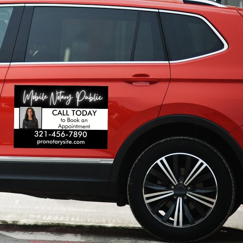 Black  White Modern Mobile Notary Marketing  Car Magnet