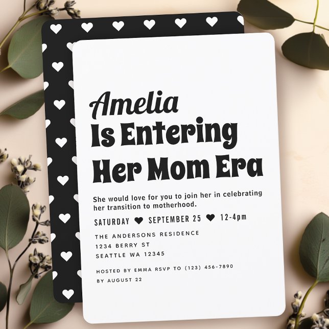 Black White Modern Mom Era Minimalist Baby Shower Invitation (Creator Uploaded)