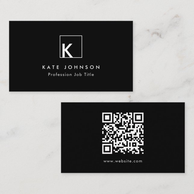 Black & White Modern Monogram Logo Minimal  Business Card (Front/Back)