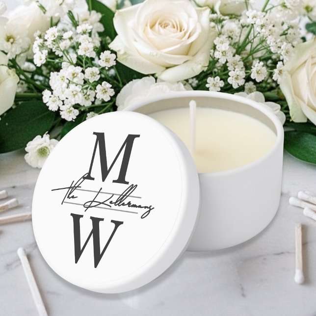 Black White Modern Monogram Mini Candle Favors (Black White Modern Monogram Mini Candle Favors)