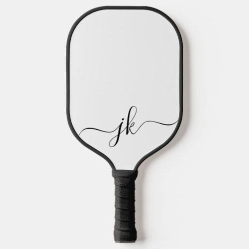 Black White Modern Monogram  Pickleball Paddle