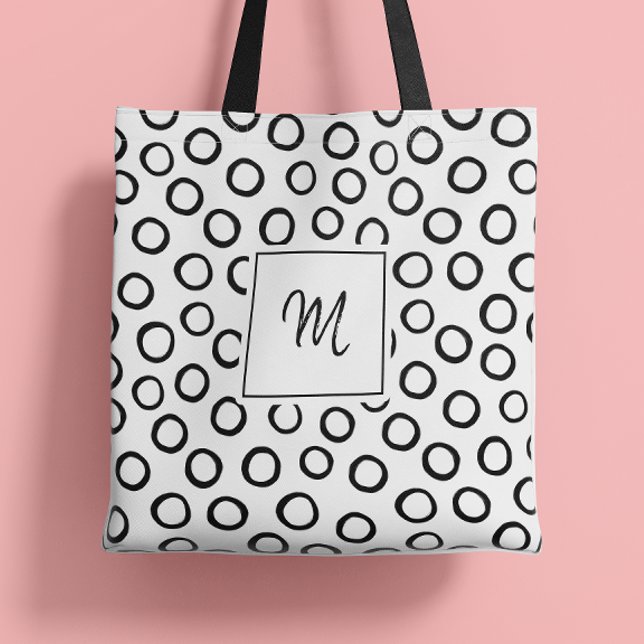 Black White Modern Monogram Tote Bag (Creator Uploaded)
