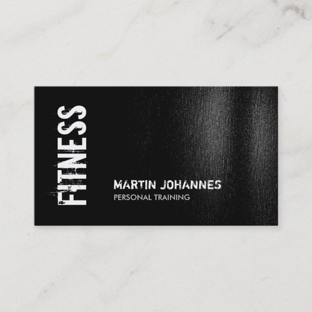 Black White Modern Personal Trainer Fitness Sport Business Card (Front)