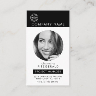 Black White Modern Photo Black White QR Code Business Card
