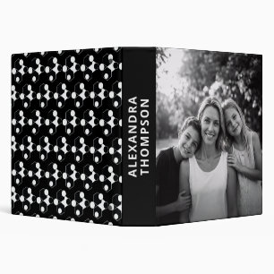 Black White Modern Photo Family Name Organizer 3 Ring Binder