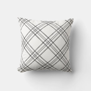 Black White Modern Plaid Throw Pillow