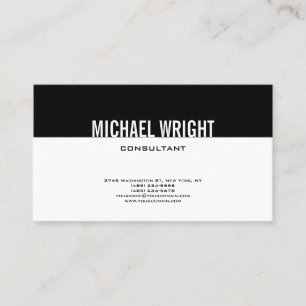 Black White Modern Plain Simple Minimalist Business Card