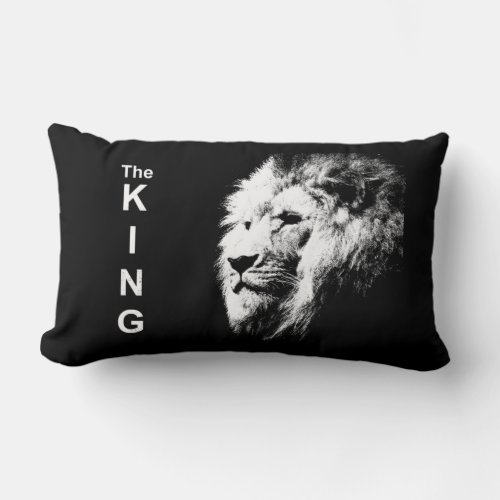 Black  White Modern Pop Art Lion Template Lumbar Pillow