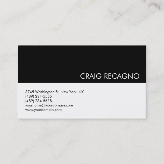 Black & White Modern Professional Business Card (Front)