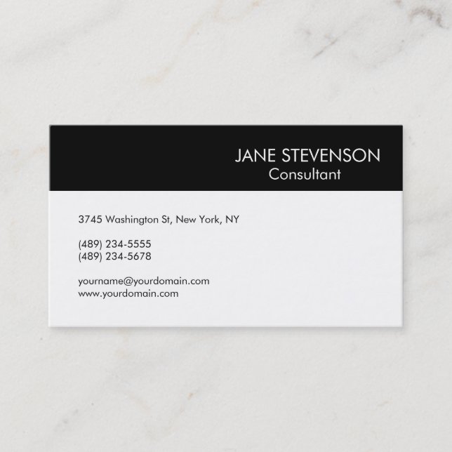 Black & White Modern Professional Business Card (Front)