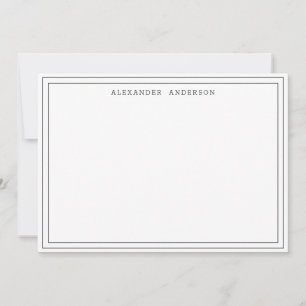 Black White Modern Professional Double Border  Note Card