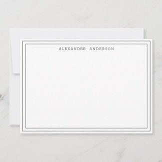 Black White Modern Professional Double Border  Note Card
