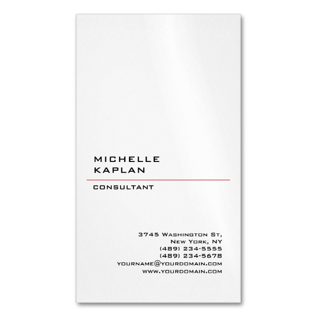 Black & White Modern Professional Exclusive Business Card Magnet (Front Vertical)