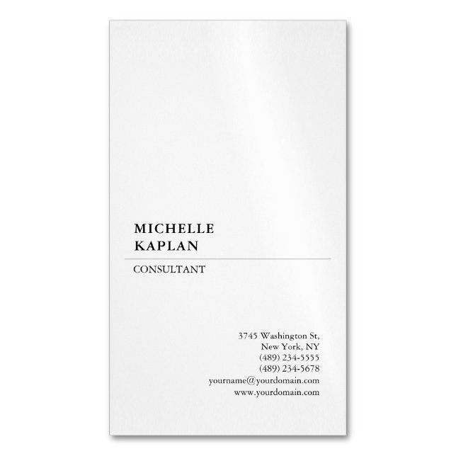 Black & White Modern Professional Exclusive Business Card Magnet (Front Vertical)