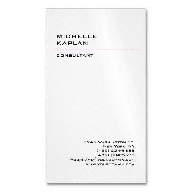 Black & White Modern Professional Exclusive Business Card Magnet (Front Vertical)