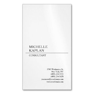 Black & White Modern Professional Exclusive Plain Business Card Magnet