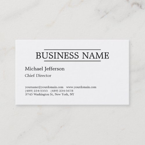 Black  White Modern Professional Plain Minimalist Business Card