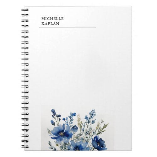 Black White Modern Professional Watercolor Flowers Notebook