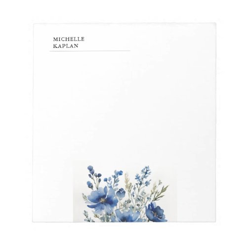 Black White Modern Professional Watercolor Flowers Notepad