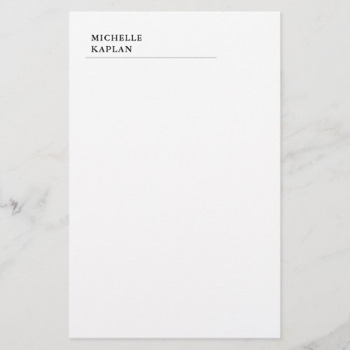 Black White Modern Professional Watercolor Flowers Stationery