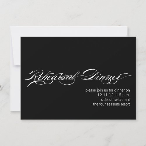 Black White Modern Rehearsal Dinner Invitation