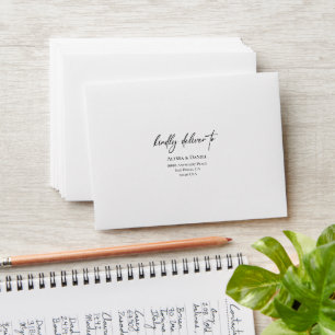 Black white Modern Return address wedding RSVP Envelope