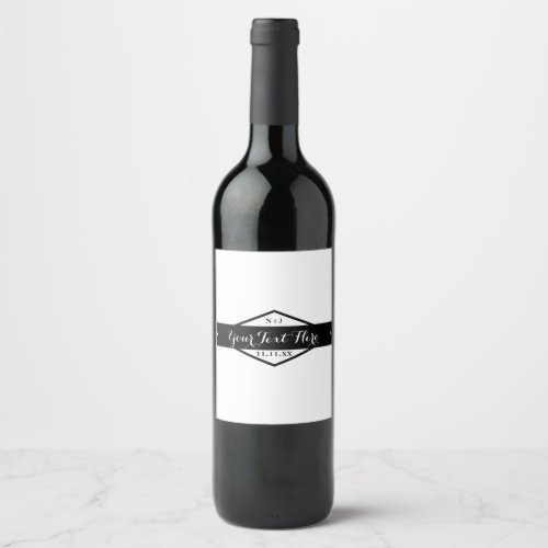 Black  White Modern Rustic Wedding Wine Labels