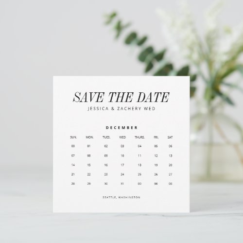 Black  White Modern Save The Date Calendar Invitation