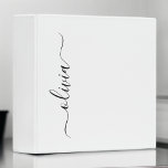 Black White Modern Script Girly Monogram Name<br><div class="desc">White and Black simple  Script Monogram Name Binder. This makes the perfect sweet 16 birthday,  wedding,  bridal shower,  anniversary,  baby shower or bachelorette party gift for someone that loves glam luxury and chic styles.</div>