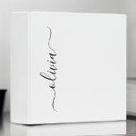 Black White Modern Script Girly Monogram Name 3 Ring Binder<br><div class="desc">White and Black simple  Script Monogram Name Binder. This makes the perfect sweet 16 birthday,  wedding,  bridal shower,  anniversary,  baby shower or bachelorette party gift for someone that loves glam luxury and chic styles.</div>