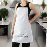 Black White Modern Script Girly Monogram Name Apron<br><div class="desc">Black and Silver Monogram Name Apron. This makes the perfect sweet 16 birthday,  wedding,  bridal shower,  anniversary,  baby shower or bachelorette party gift for someone that loves glam luxury and chic styles.</div>