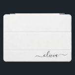 Black White Modern Script Girly Monogram Name iPad Pro Cover<br><div class="desc">Black and White Simple Script Monogram Name Laptop Case. This makes the perfect sweet 16 birthday,  wedding,  bridal shower,  anniversary,  baby shower or bachelorette party gift for someone that loves glam luxury and chic styles.</div>