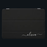 Black White Modern Script Girly Monogram Name iPad Pro Cover<br><div class="desc">Black and White Simple Script Monogram Name Laptop Case. This makes the perfect sweet 16 birthday,  wedding,  bridal shower,  anniversary,  baby shower or bachelorette party gift for someone that loves glam luxury and chic styles.</div>