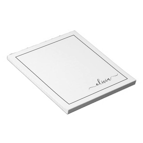 Black White Modern Script Girly Monogram Name