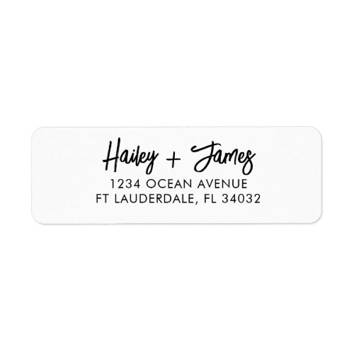 Black  White Modern Script Return Address Labels 