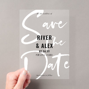 Black White Modern Script Save the Date