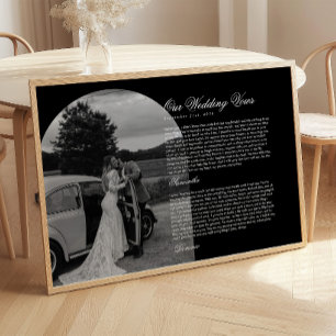 Black & White Modern Script Wedding Vow Arch Photo Poster