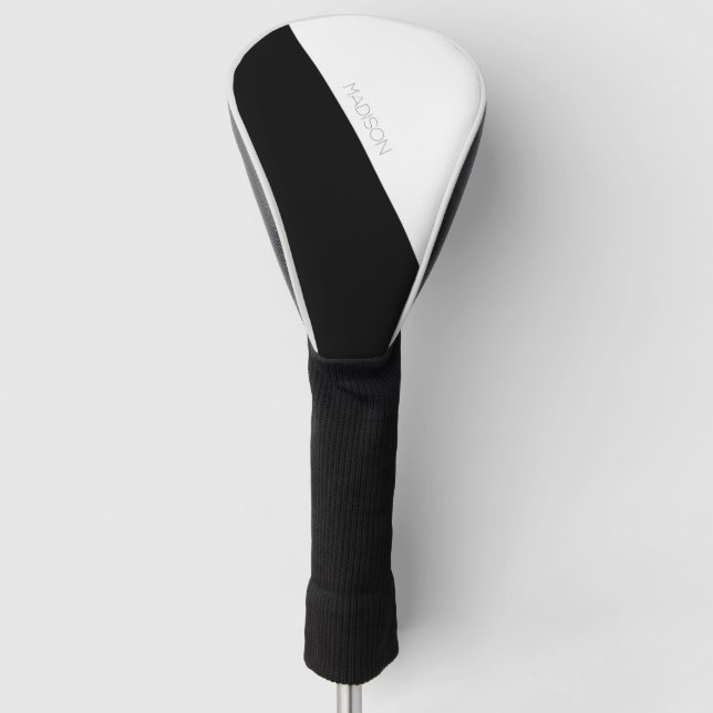 black white modern simple minimalist golf head cover (Front)