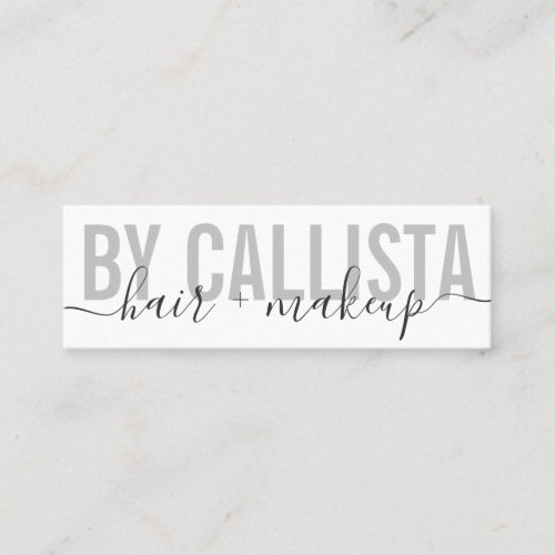 Black White Modern Simple Typography Makeup Hair Mini Business Card