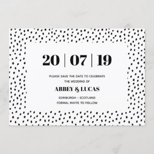 Black & White Modern Spot Wedding Save the Date