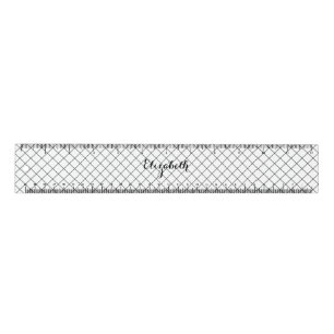 Black White Modern Stylish Monogram School Office Ruler