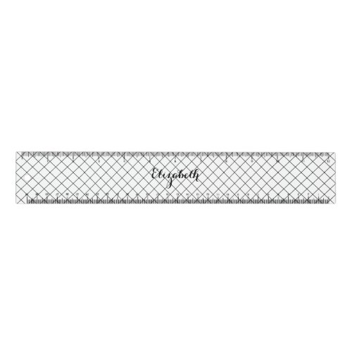 Black White Modern Stylish Monogram School Office Ruler